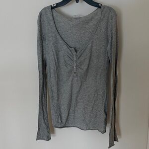 Elegant Heather Gray Long Sleeve Top